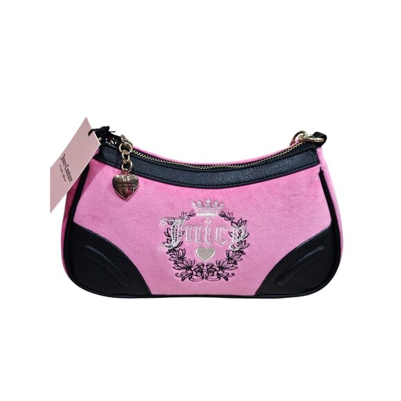 Juicy Couture Juicy Pink Love Velour Heritage Shoulder Bag New - Picture 6 of 16